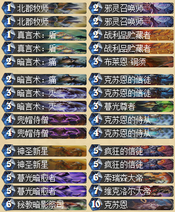 炉石传说克苏恩牧师卡组 硬解治疗过牌充足